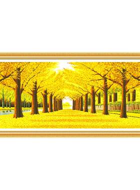 ?444Z黄满地字绣十F765HM9H2022新款客厅摇钱树发财树幅大手金工