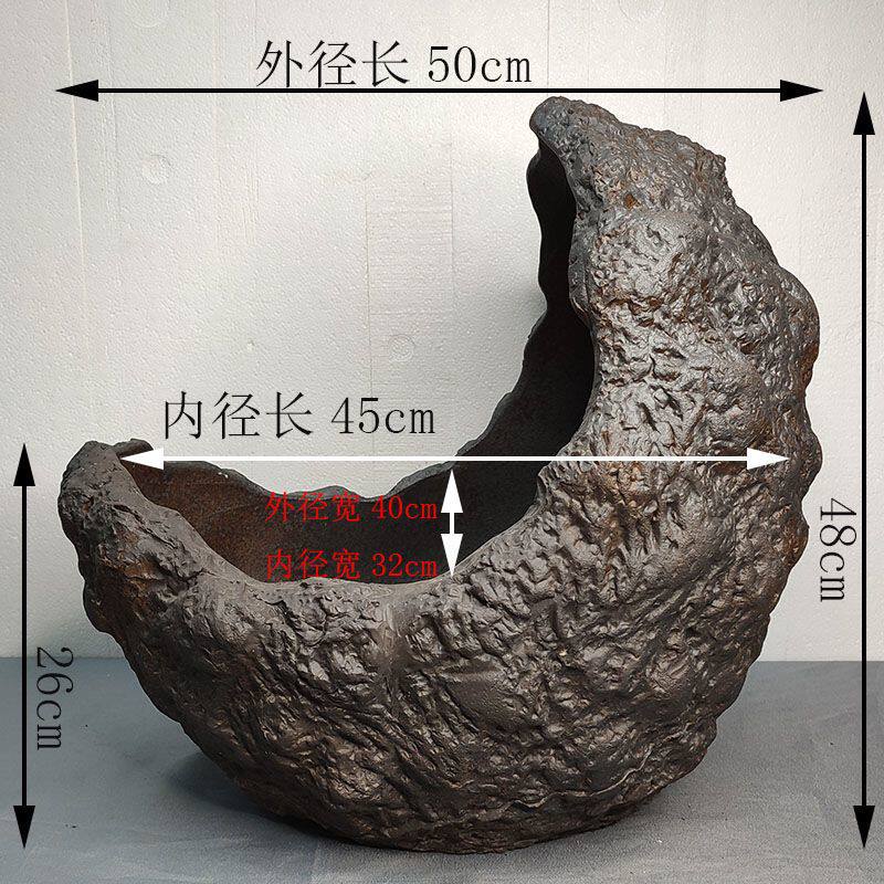 宜兴紫砂月亮形花盆不规则浅口盆创意盆栽水盆山石盆景造型个性