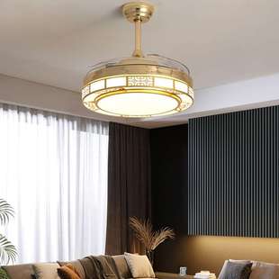 led隐形风扇灯新款复古卧室客厅餐厅吸顶吊扇电扇灯家用一体吊灯