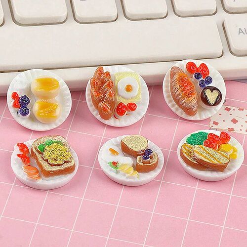 6pcs Mini Dim Sum Platter DIY Miniature Landscape Fairy Gard