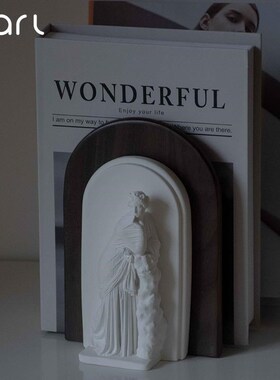 实木书立创意人像书挡法式摆件软装卧室客厅玄关书柜桌面家居饰品