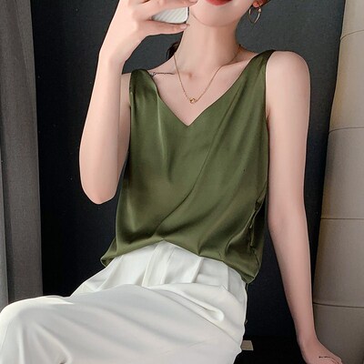 Strap Top Women Halter V Neck Basic White Cami Sleeveless Sa