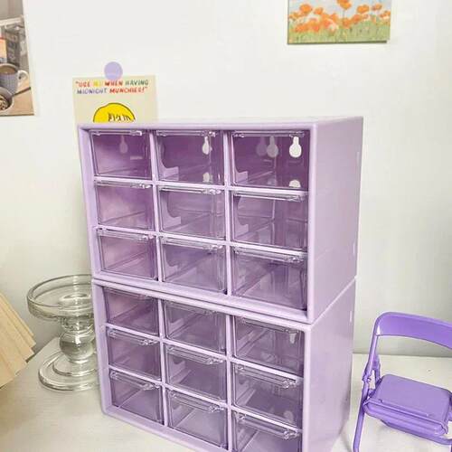 Desktop 9 Grid Storage Boxes Organizer Transparent Small Dra