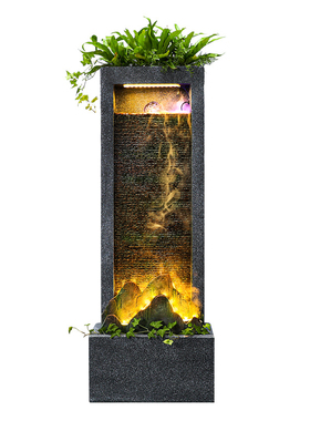 水幕墙流水屏风办公室客厅玄关景观喷泉装饰品电视柜旁边落地摆件