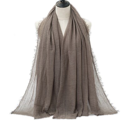 Cotton headscarf wrinkled fur edge womens gauze scarf 围巾