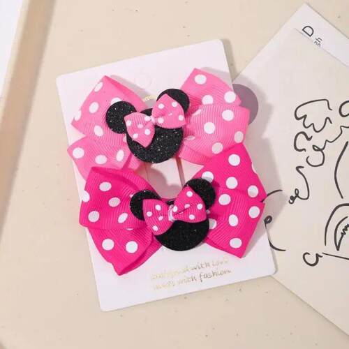 2Pcs Bows Hair Bangs Clip for Little Girls Cartoon Party Hea