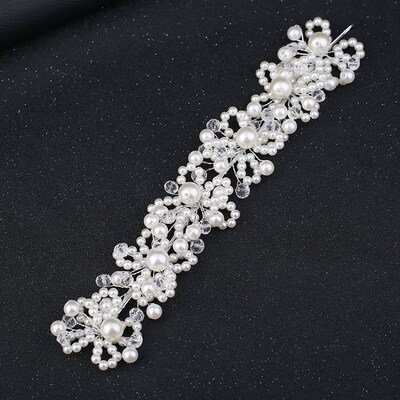 rendy White Pearl Pearl Flower Crystal Bride Hair Accessorie