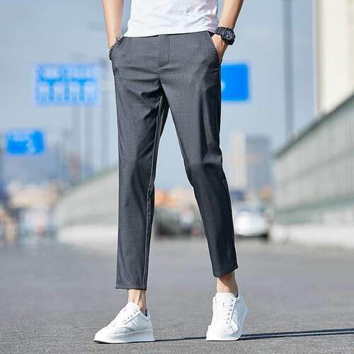 Cropped Casual Pants Mens Slim-fit All-match Spring and Aut