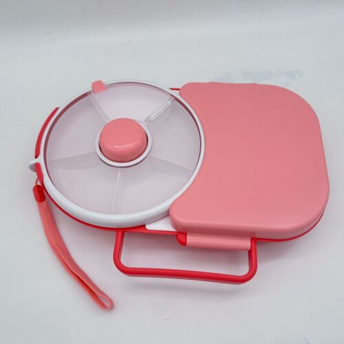 Round Rotating Lunch Box with Lid Portable Snack Box for Kid