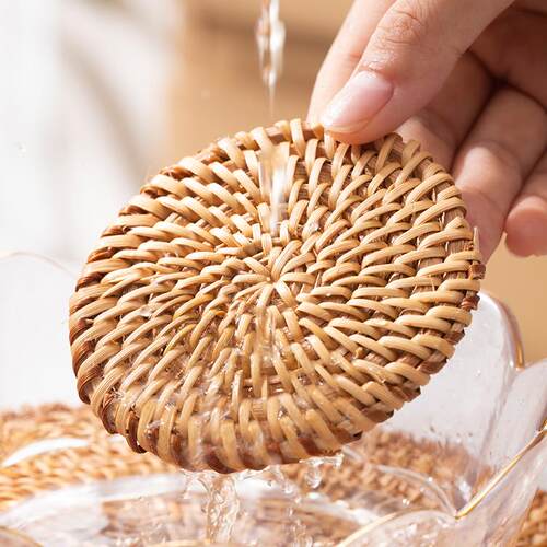 Weaving water hyacinth straw woven round mat dining table he