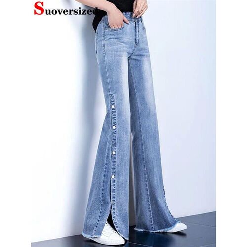 Chic Split Design Skinny Flare Jeans Women High Waist