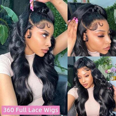 Body Wave 360 Lace Wig Human Hair Pre Plucked Transparent 13