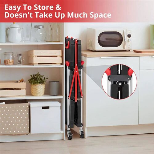 Portable Folding Service Cart, 3 Tier Folding Utility Cart ,