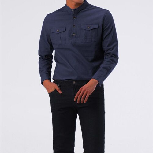 New mens slim long-sleeved pullover stand-up collar tooling