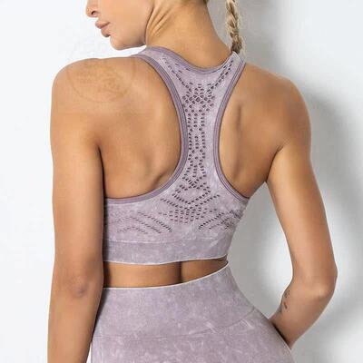 。Washable seamless bra shockproof gathered back mesh fitnes