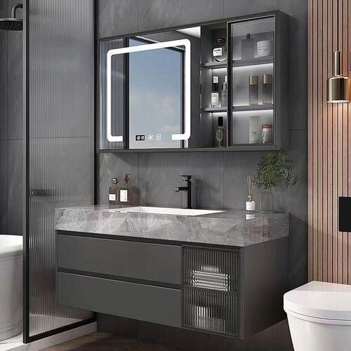 Solid Wood & Stone Seamless Bathroom Vanity