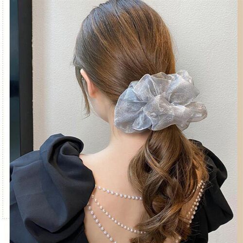 Summer Solid Organza Scrunchie Hair Bands Women Girls Elegan