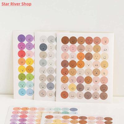 Mohamm 1Pc Ins Morandi Style Round Smile Sticker Sealed Note