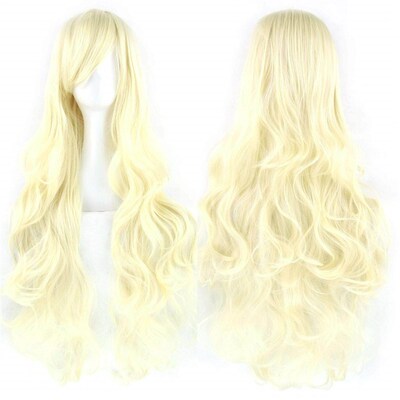 Soowee Curly Long Synthetic Hair Green Wig Hairpiece Pink Bl