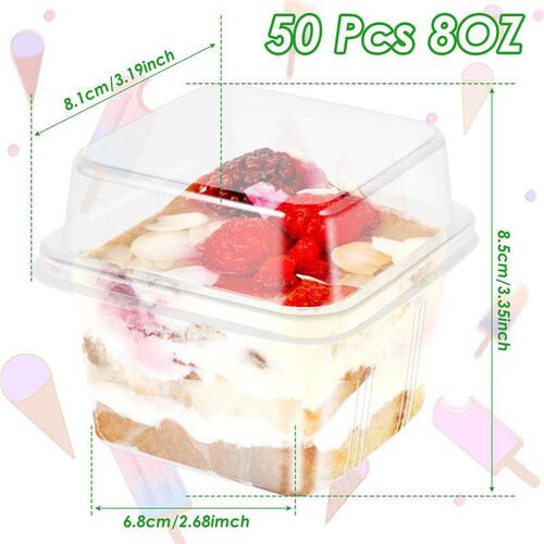 50Pcs Square Cake Boxes Slice Dessert Box Cupcake Container