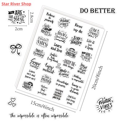 Transparent English Hand Ledger Inspirational Stickers Art