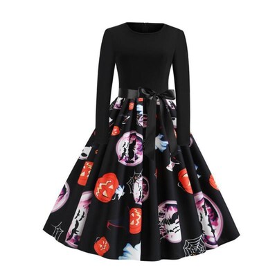 Halloween Cosplay Costume Props Fancy Pumpkin Womens Dress L