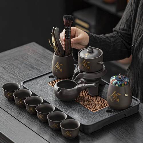 Purple Sand Tea Cups Ceramic Portable Teapot Set Outdoor