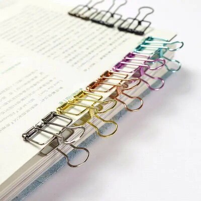 200PCS Mixed Color Metal Long Tail Clips Paper Clamp Mini Bo