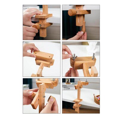 Wooden Embroidery Hoop Adjustable Desktop Stand Stitch Rack