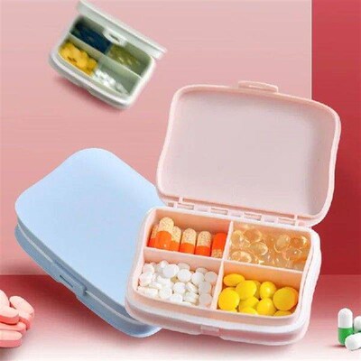 4-cell Sealed Medicine Box Portable Tablets Organizer