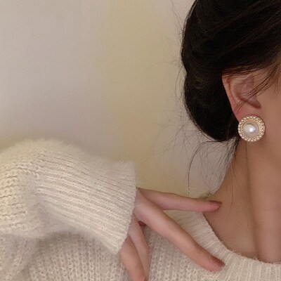CAOSHI rendy Style Imitation Pearl Design Stud Earrings for