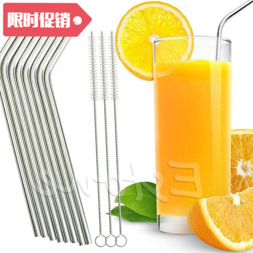 hot 8 pcs stainless steel metal drinking straw reusable stra