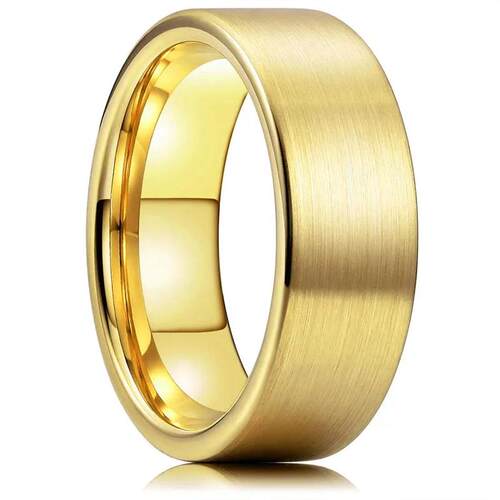 Simple 8mm Men Titanium Stainless Steel Rings Black Brushed