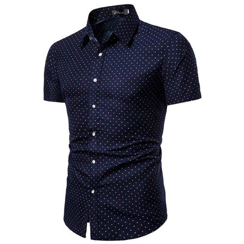 M-5XL Dot-Print Business Casual Shirts for Summer Short Slee