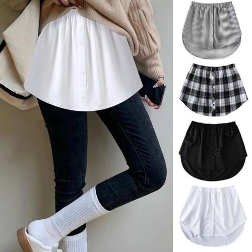 Women Fake Shirt Hem Detachable Underskirt Irregular Skirt T