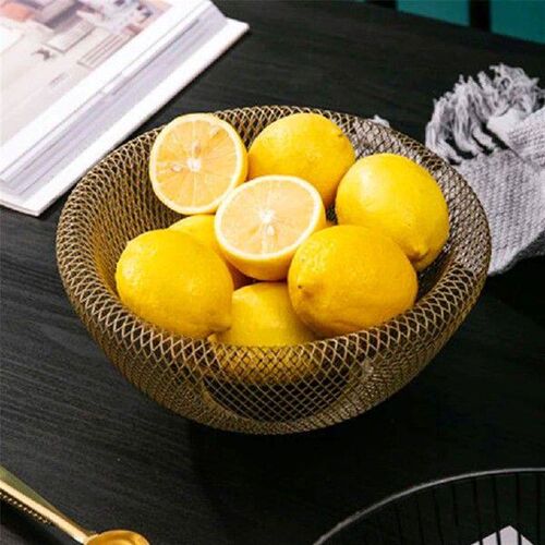 Double Wall Mesh Decorative Fruit Basket Metal Mesh Snack