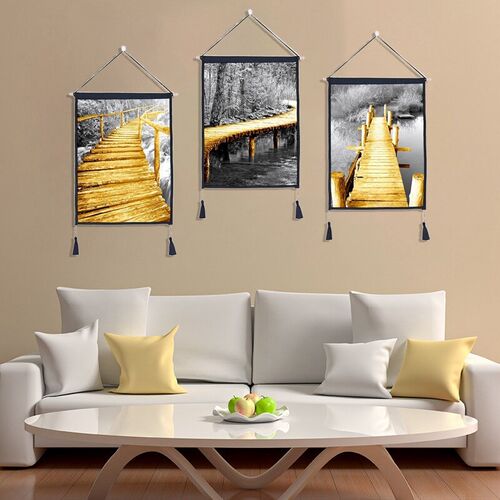 Hot 3PC/Set Wooden Bridge Wall Hanging Tapestry Wall Art