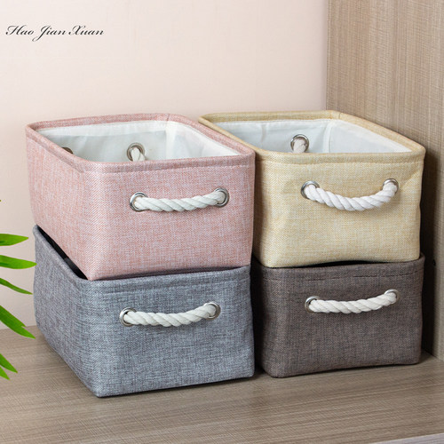Cotton Linen Folding Storage Baskets Kids Toys Organizer Clo