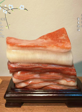 广西天然猪肉石摆件手把件五花肉石头挂件天然奇石观赏石家居装饰