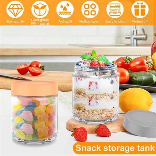 4Pcs Overnight Oats Jar Clear Glass Storage Jar with Sealed