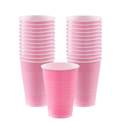 Pink Solid Color Party Disposable Plastic Plate Cup Tableclo