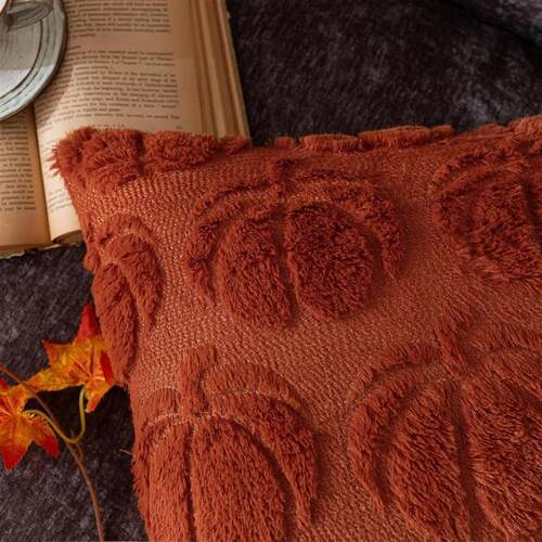 Pumpkin Fall Decorative Throw Pillow Covers Soft Faux Fur Pi