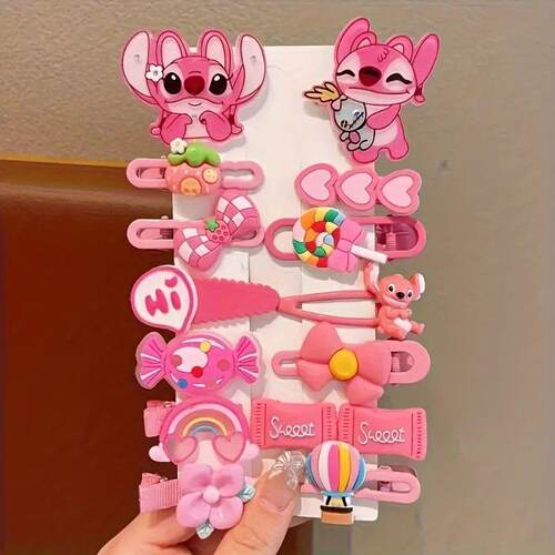 Stitch cartoon hair clips, cute acrylic headbands, side safe