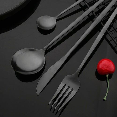 Dinnerware Set Matte Black Knife Fork Dessert Spoon Tablewar