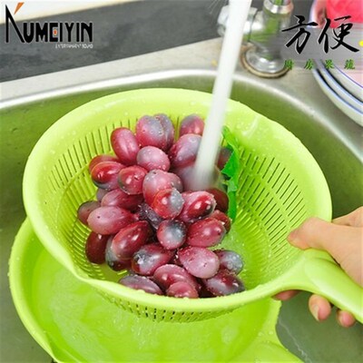 plastic long handle rice colander strainer filter green