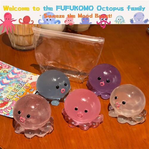Crystal Squishy Octopus Squeeze Toys Cute Clear Soft Sticky
