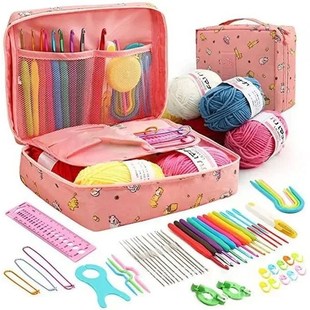 Portable 58pcs Crochet Hooks Kits with Bag Wool Knitting Too