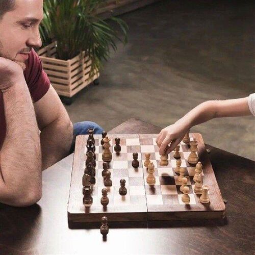3 in 1 Chess Game Board Folding Storage Wooden Chess Board