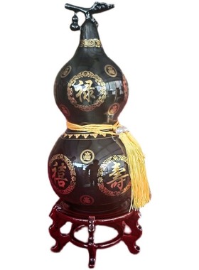 泰山墨玉金丝葫芦黑玉福禄客厅办公室卧室玄关桌面摆件礼品大小号