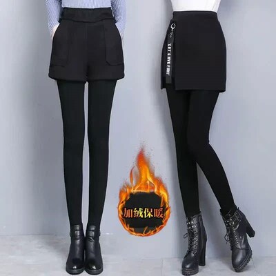 Women Autumn & Winter Pant Legging 2 in 1 Skirt Leggings Vel